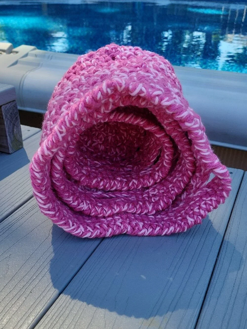 Handmade Pink Crochet Nesting Baskets - Set of 3